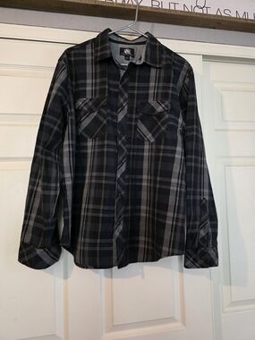 Rock & Republic Black and Gray Plaid Shirt